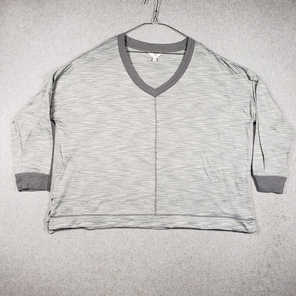 Terra & Sky Womens Top 3X Gray Space Dye Heathered V-Neck Pullover Comfort Layer